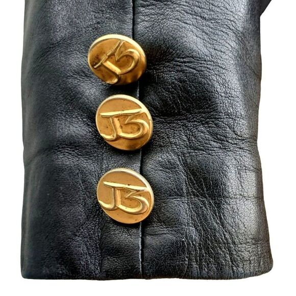 Vintage 80s Jitrois Black Lambskin Leather Military Jacket S Peplum - Picture 16 of 16